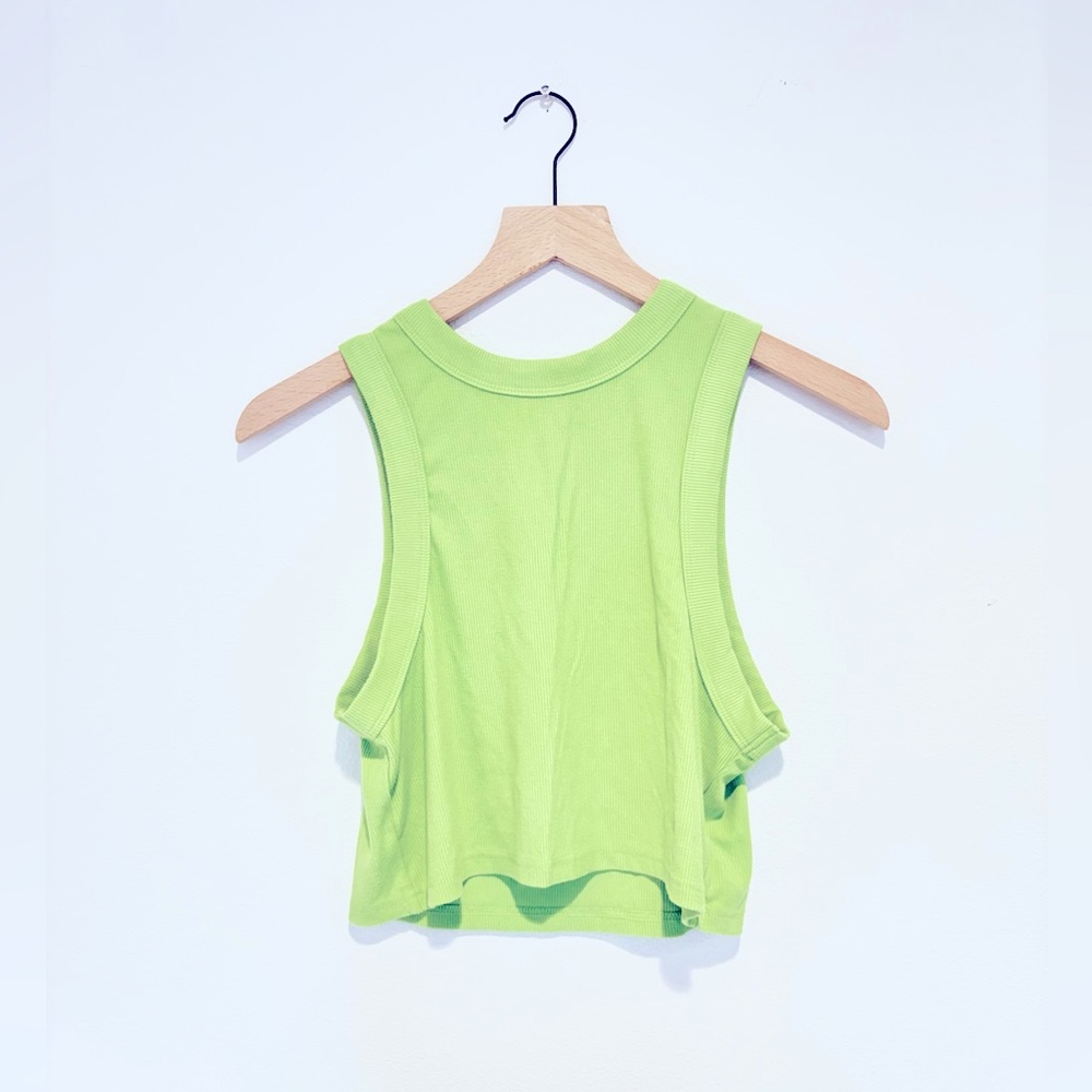 indie lime ribknit tank - bright green soft stretchy XL fits S like new